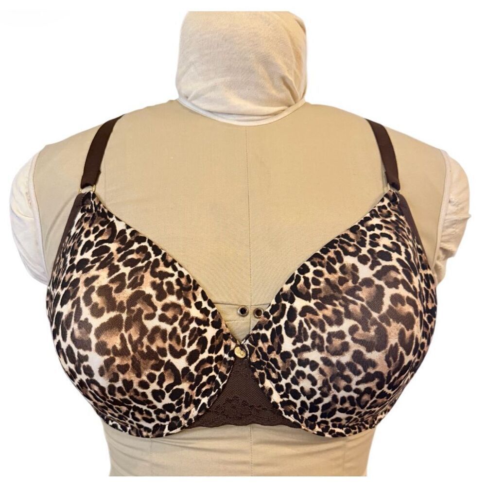 Natori 36DD Animal Print Bra Push Up Underwire Java Brown Black Sexy